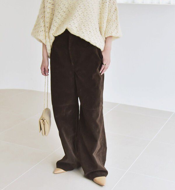 quaranciel「quaranciel:〈洗濯機可能〉ポリエステル スエード ワイド パンツ」|その他|