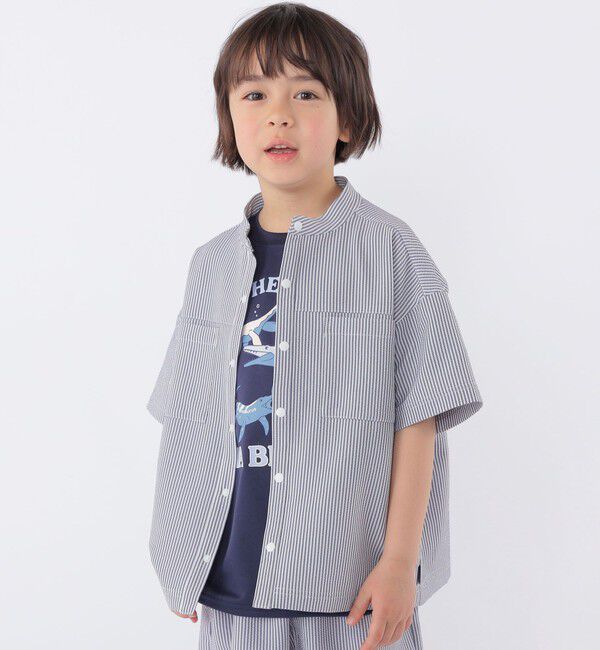 SHIPS KIDS「SHIPS KIDS:100～130cm /〈UVカット/吸水速乾〉ドライタッチ バンドカラー シャツ」|シャツ・ブラウス|