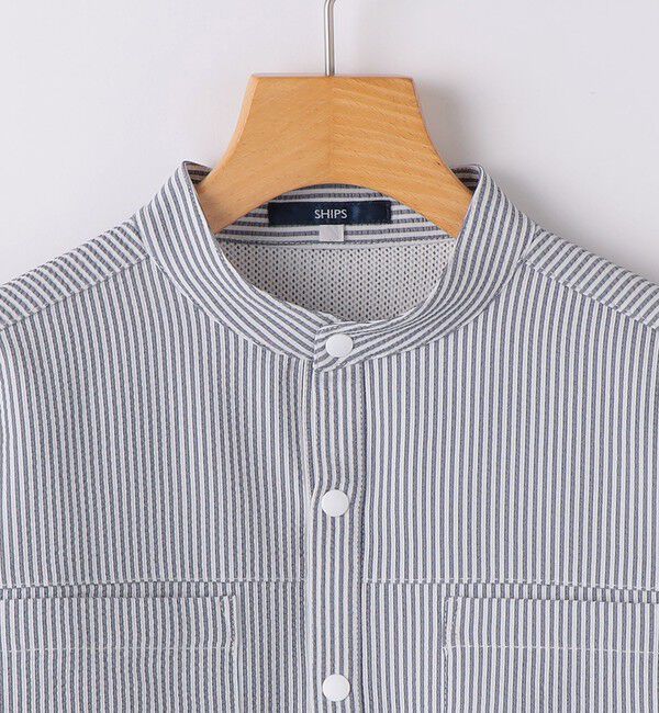 SHIPS KIDS「SHIPS KIDS:100～130cm /〈UVカット/吸水速乾〉ドライタッチ バンドカラー シャツ」|シャツ・ブラウス|