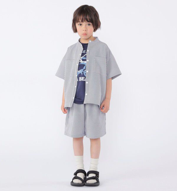 SHIPS KIDS「SHIPS KIDS:100～130cm /〈UVカット/吸水速乾〉ドライタッチ バンドカラー シャツ」|シャツ・ブラウス|