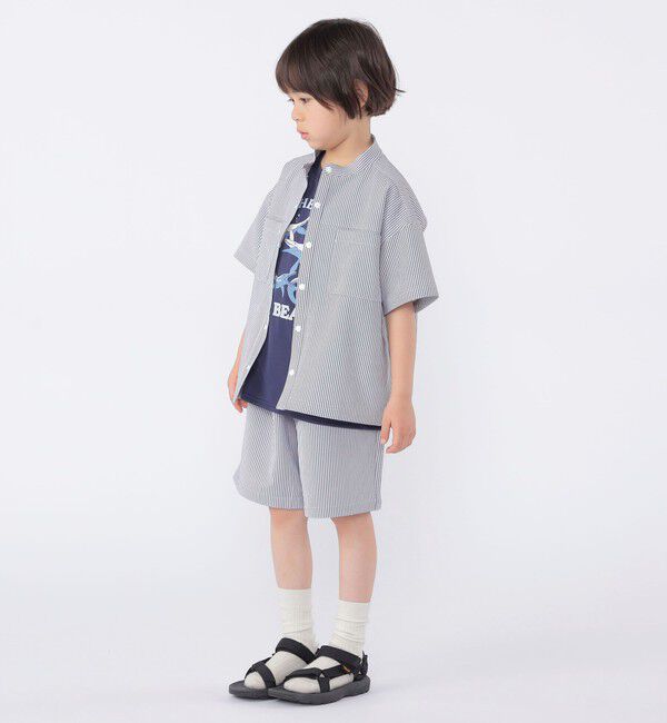 SHIPS KIDS「SHIPS KIDS:100～130cm /〈UVカット/吸水速乾〉ドライタッチ バンドカラー シャツ」|シャツ・ブラウス|
