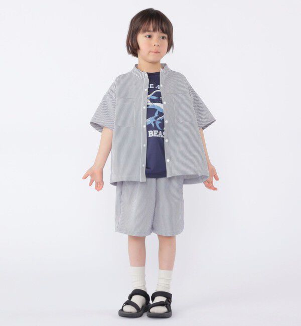 SHIPS KIDS「SHIPS KIDS:100～130cm /〈UVカット/吸水速乾〉ドライタッチ バンドカラー シャツ」|シャツ・ブラウス|