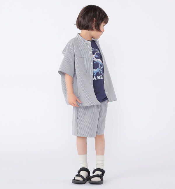 SHIPS KIDS「SHIPS KIDS:100～130cm /〈UVカット/吸水速乾〉ドライタッチ バンドカラー シャツ」|シャツ・ブラウス|