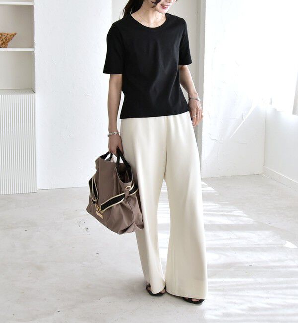 quaranciel「《一部追加予約》quaranciel:〈手洗い可能〉バイアス ストレッチ イージー ワイド パンツ」|その他|