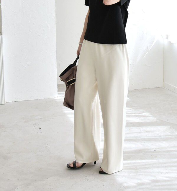 quaranciel「《一部追加予約》quaranciel:〈手洗い可能〉バイアス ストレッチ イージー ワイド パンツ」|その他|