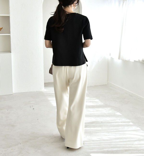 quaranciel「《一部追加予約》quaranciel:〈手洗い可能〉バイアス ストレッチ イージー ワイド パンツ」|その他|