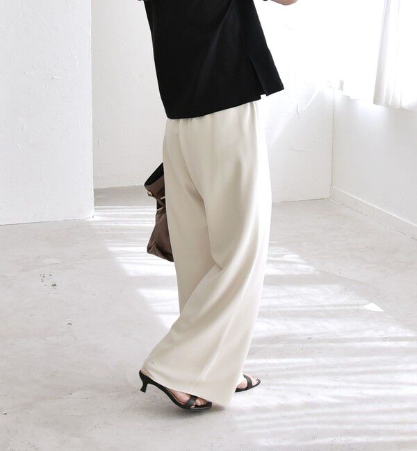 quaranciel「《一部追加予約》quaranciel:〈手洗い可能〉バイアス ストレッチ イージー ワイド パンツ」|その他|