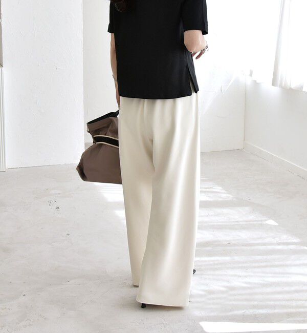 quaranciel「《一部追加予約》quaranciel:〈手洗い可能〉バイアス ストレッチ イージー ワイド パンツ」|その他|