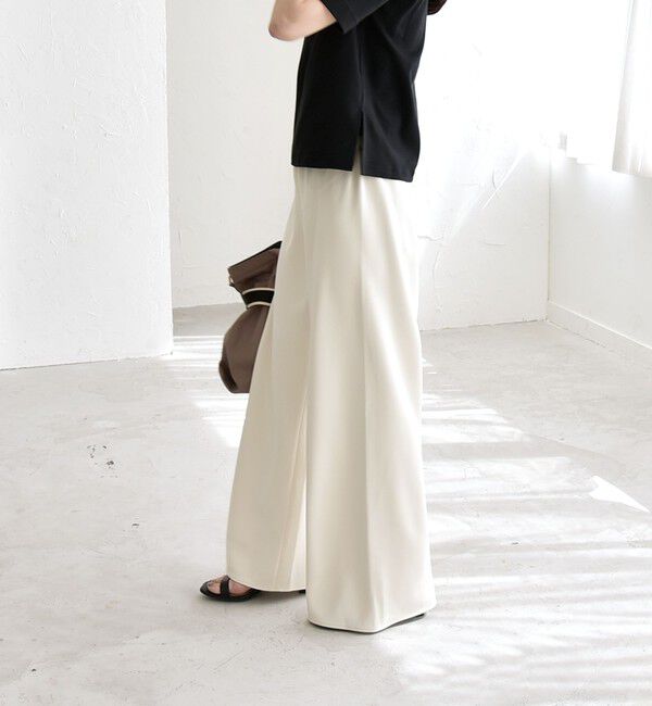 quaranciel「《一部追加予約》quaranciel:〈手洗い可能〉バイアス ストレッチ イージー ワイド パンツ」|その他|