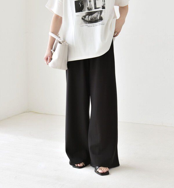 quaranciel「《一部追加予約》quaranciel:〈手洗い可能〉バイアス ストレッチ イージー ワイド パンツ」|その他|