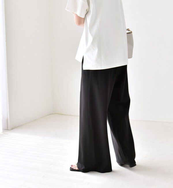 quaranciel「《一部追加予約》quaranciel:〈手洗い可能〉バイアス ストレッチ イージー ワイド パンツ」|その他|