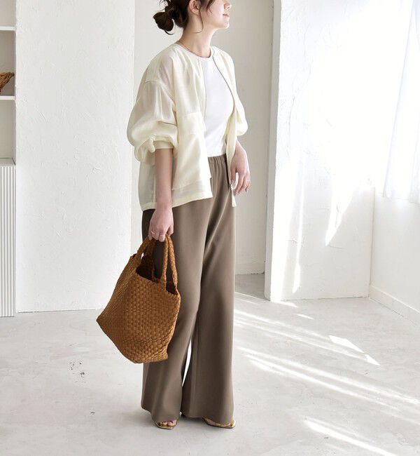 quaranciel「《一部追加予約》quaranciel:〈手洗い可能〉バイアス ストレッチ イージー ワイド パンツ」|その他|