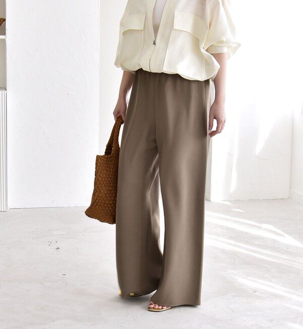 quaranciel「《一部追加予約》quaranciel:〈手洗い可能〉バイアス ストレッチ イージー ワイド パンツ」|その他|