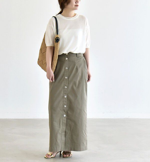 quaranciel「quaranciel:〈接触冷感/手洗い可能〉コンパクト シアー ニット TEE」|ニット・セーター|