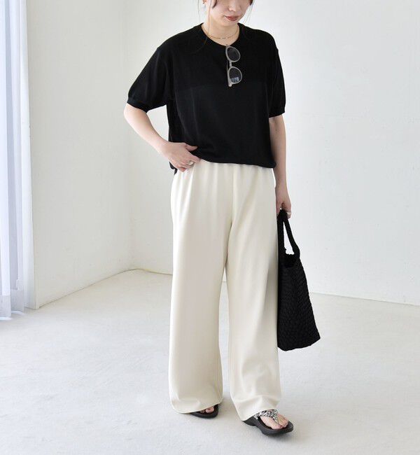 quaranciel「quaranciel:〈接触冷感/手洗い可能〉コンパクト シアー ニット TEE」|ニット・セーター|