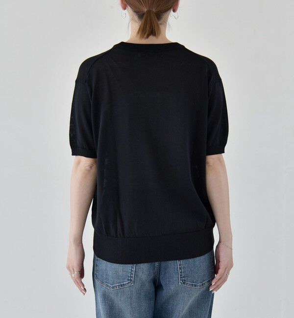 quaranciel「quaranciel:〈接触冷感/手洗い可能〉コンパクト シアー ニット TEE」|ニット・セーター|
