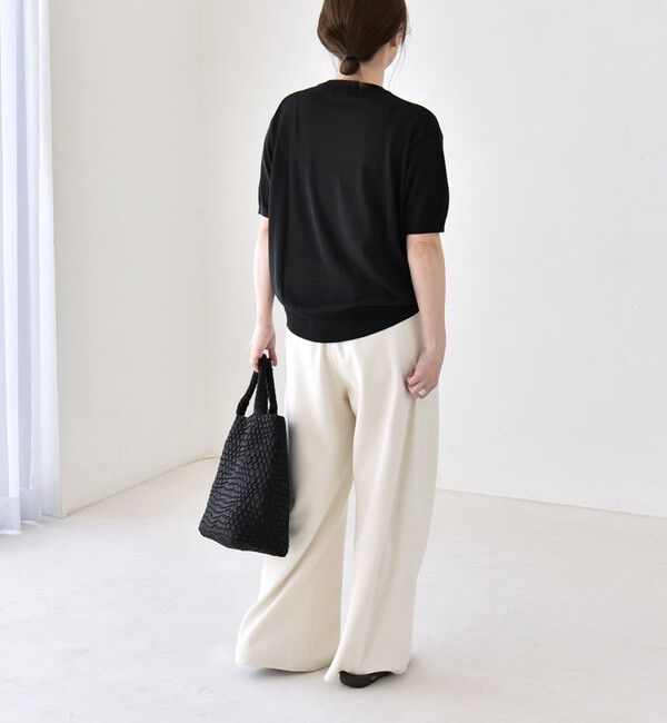 quaranciel「quaranciel:〈接触冷感/手洗い可能〉コンパクト シアー ニット TEE」|ニット・セーター|