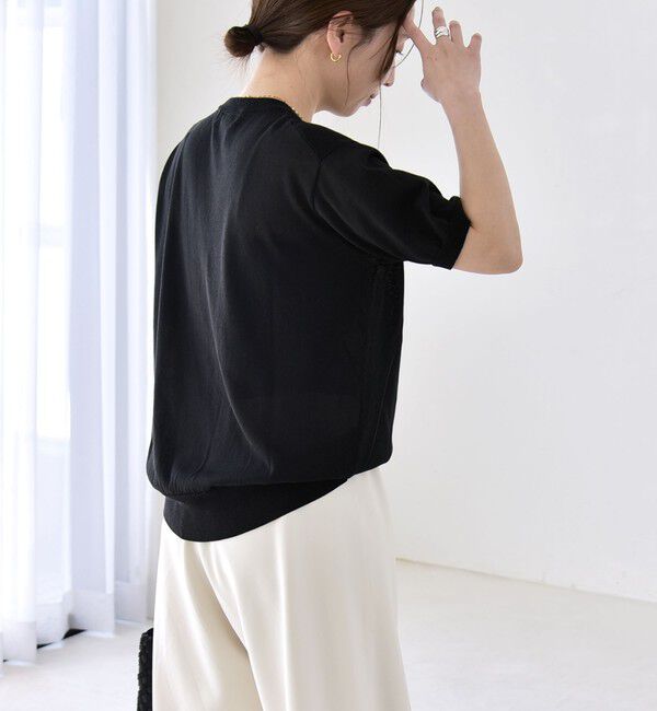 quaranciel「quaranciel:〈接触冷感/手洗い可能〉コンパクト シアー ニット TEE」|ニット・セーター|