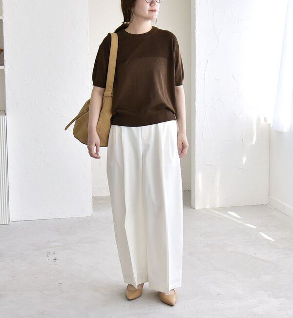 quaranciel「quaranciel:〈接触冷感/手洗い可能〉コンパクト シアー ニット TEE」|ニット・セーター|