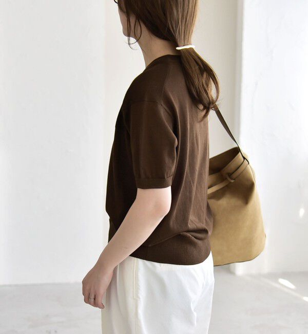 quaranciel「quaranciel:〈接触冷感/手洗い可能〉コンパクト シアー ニット TEE」|ニット・セーター|