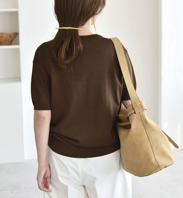 quaranciel「quaranciel:〈接触冷感/手洗い可能〉コンパクト シアー ニット TEE」|ニット・セーター|
