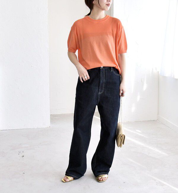 quaranciel「quaranciel:〈接触冷感/手洗い可能〉コンパクト シアー ニット TEE」|ニット・セーター|