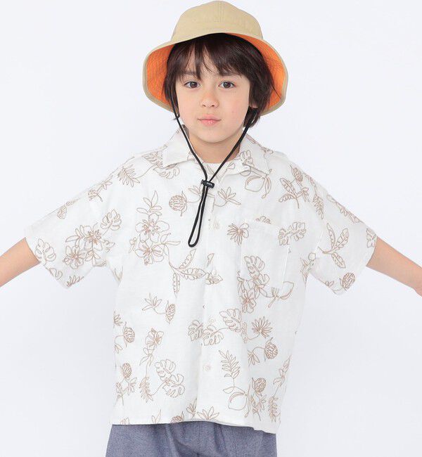 SHIPS KIDS「SHIPS KIDS:100～130cm /エンブロイダリー オープンカラー シャツ」|シャツ・ブラウス|