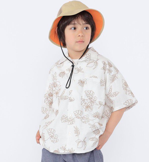 SHIPS KIDS「SHIPS KIDS:100～130cm /エンブロイダリー オープンカラー シャツ」|シャツ・ブラウス|