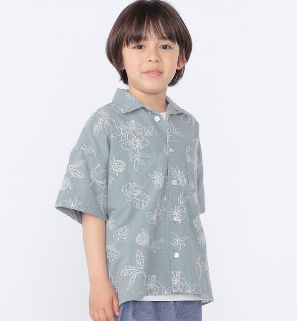 SHIPS KIDS「SHIPS KIDS:100～130cm /エンブロイダリー オープンカラー シャツ」|シャツ・ブラウス|