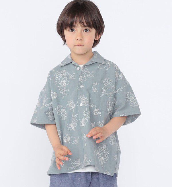 SHIPS KIDS「SHIPS KIDS:100～130cm /エンブロイダリー オープンカラー シャツ」|シャツ・ブラウス|