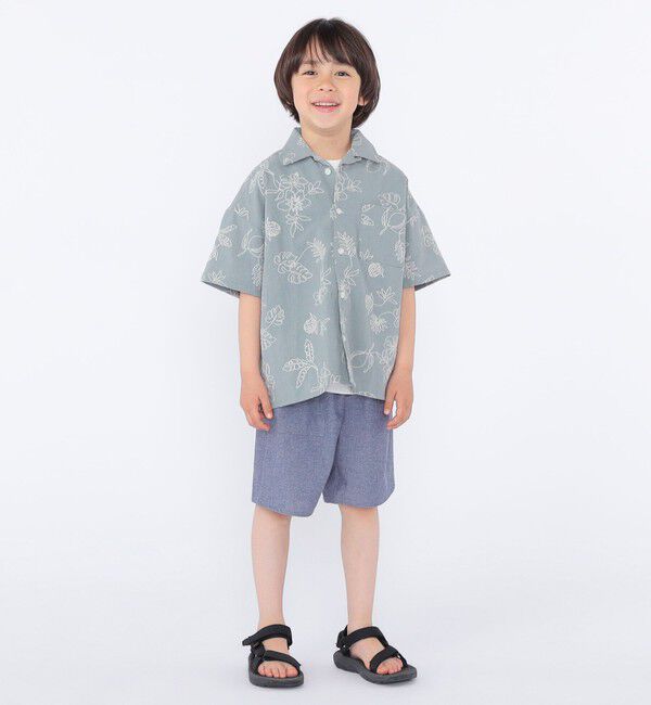 SHIPS KIDS「SHIPS KIDS:100～130cm /エンブロイダリー オープンカラー シャツ」|シャツ・ブラウス|