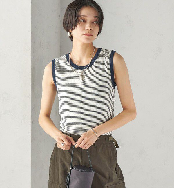 SHIPS for women「【SHIPS別注】miller: ノースリーブ ボーダー カットソー」|タンクトップ|