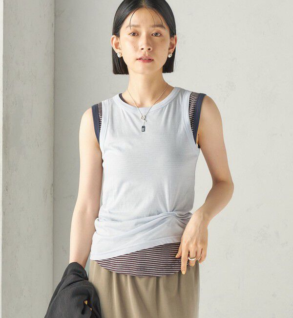 SHIPS for women「【SHIPS別注】miller: ノースリーブ ボーダー カットソー」|タンクトップ|