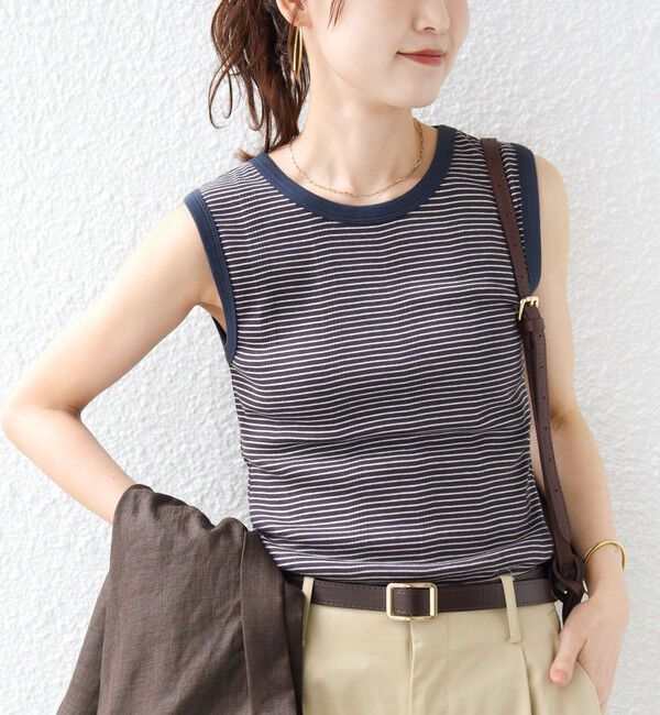 SHIPS for women「【SHIPS別注】miller: ノースリーブ ボーダー カットソー」|タンクトップ|