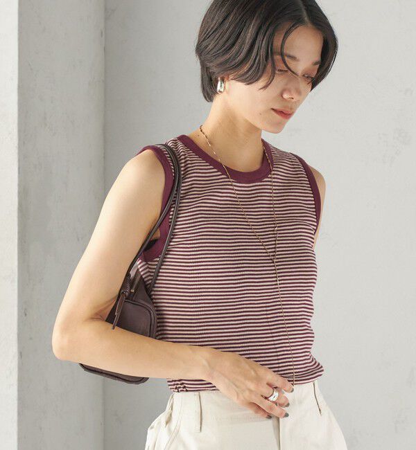 SHIPS for women「【SHIPS別注】miller: ノースリーブ ボーダー カットソー」|タンクトップ|ワイン