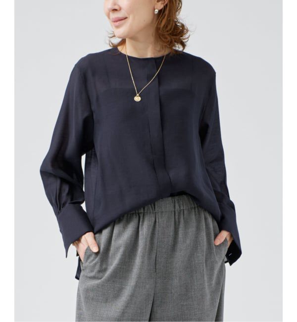 VERMEIL par iena「《WEB限定》シアーブラウス」|シャツ・ブラウス|ネイビー