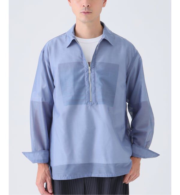 EDIFICE「Quarter-ZIP シアー シャツ」|シャツ・ブラウス|ブルー A