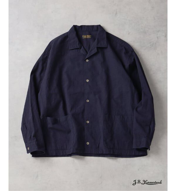 J.S.Homestead「J.S.Homestead / リラックス オープン コットン リネン 長袖 シャツ」|シャツ・ブラウス|ネイビー
