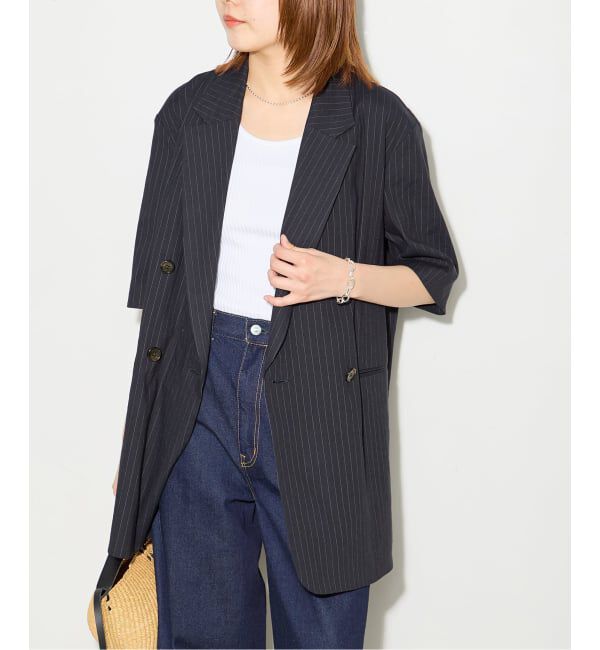 journal standard L'essage「バイオリネン オーバーサイズジャケット」|テーラードジャケット|ネイビー