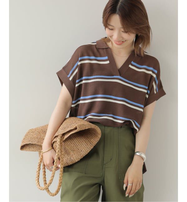 JOURNAL STANDARD relume「ボーダーニットポロシャツ」|ポロシャツ|ブラウン A