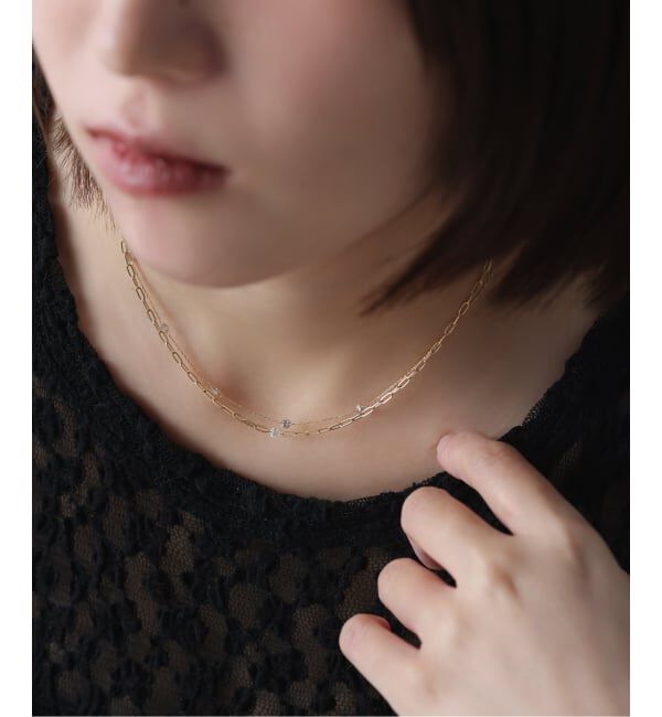 Lilas by Spick&Span「ダブルホールダイヤペーパークリップチェーンネックレス K18」|ネックレス|