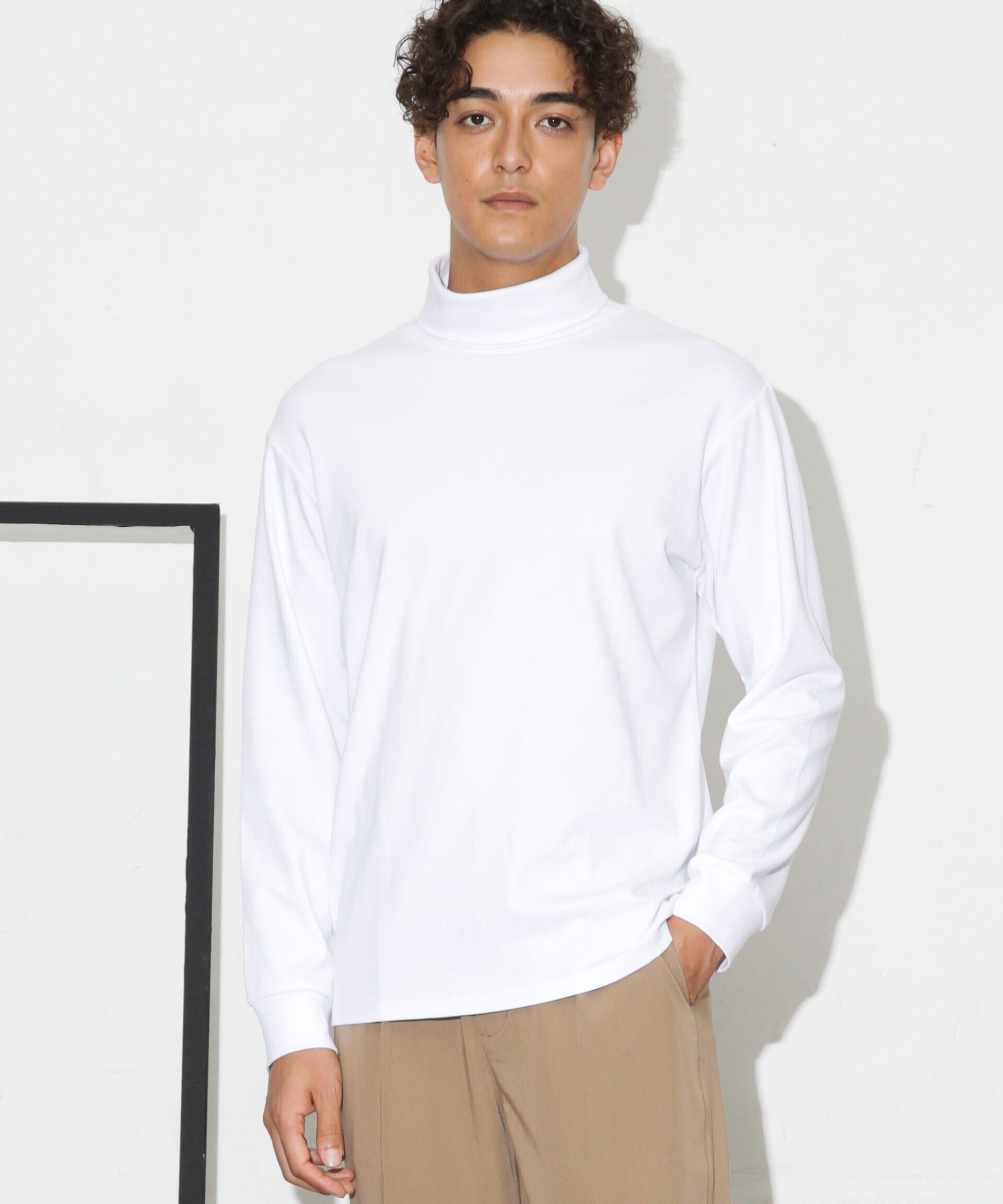 NANO universe「Anti Soaked(R) 汗染み防止 スムースタートルネックTシャツ 長袖」|Tシャツ・カットソー|