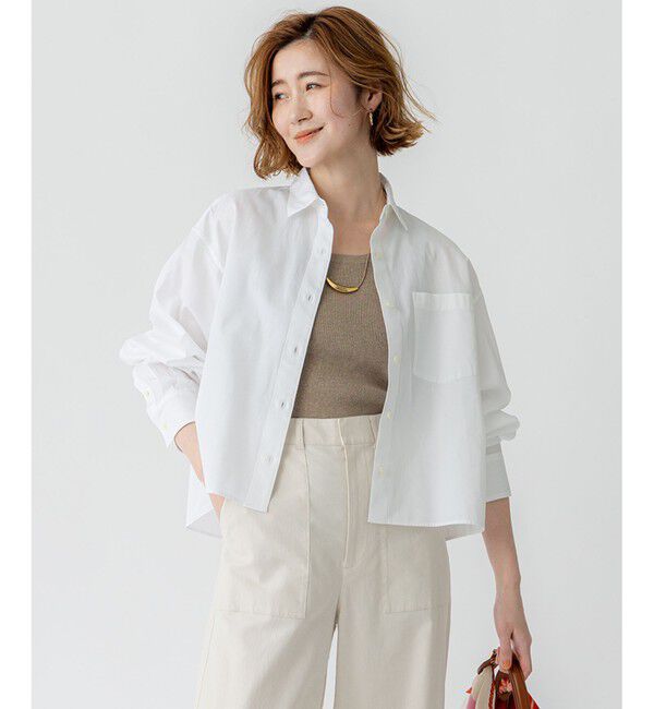 23区「【洗える】CANCLINI クロップド テントライン シャツ」|シャツ・ブラウス|ホワイト系