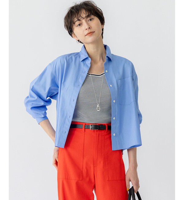 23区「【洗える】CANCLINI クロップド テントライン シャツ」|シャツ・ブラウス|サックス系