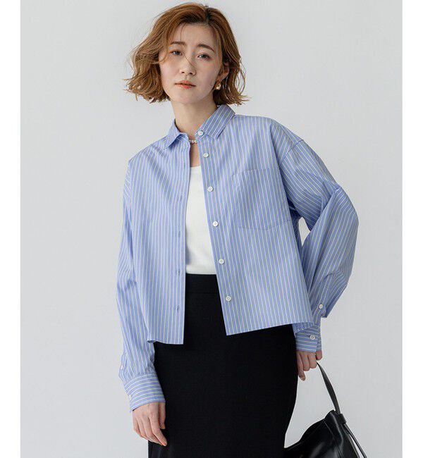 23区「【洗える】CANCLINI クロップド テントライン シャツ」|シャツ・ブラウス|ﾌﾞﾙｰ&times;ｲｴ