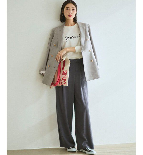 23区「【VERY・CLASSY.掲載】ドレープツイル アシンメトリー ワイド パンツ」|その他|