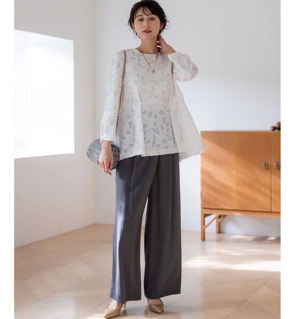 23区「【VERY・CLASSY.掲載】ドレープツイル アシンメトリー ワイド パンツ」|その他|