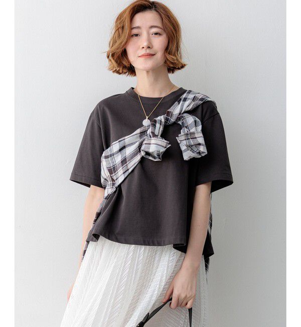 23区「スビンギザコットン フレア Tシャツ」|Tシャツ・カットソー|グレー系