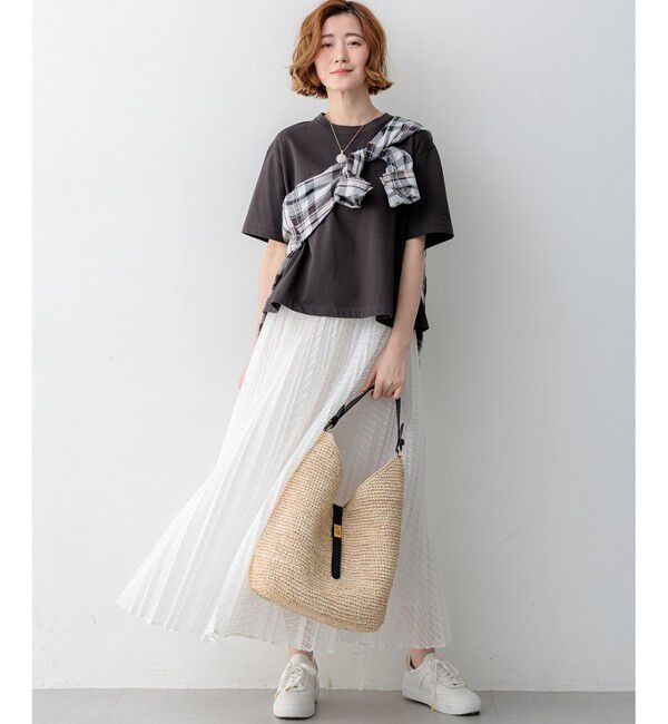 23区「スビンギザコットン フレア Tシャツ」|Tシャツ・カットソー|