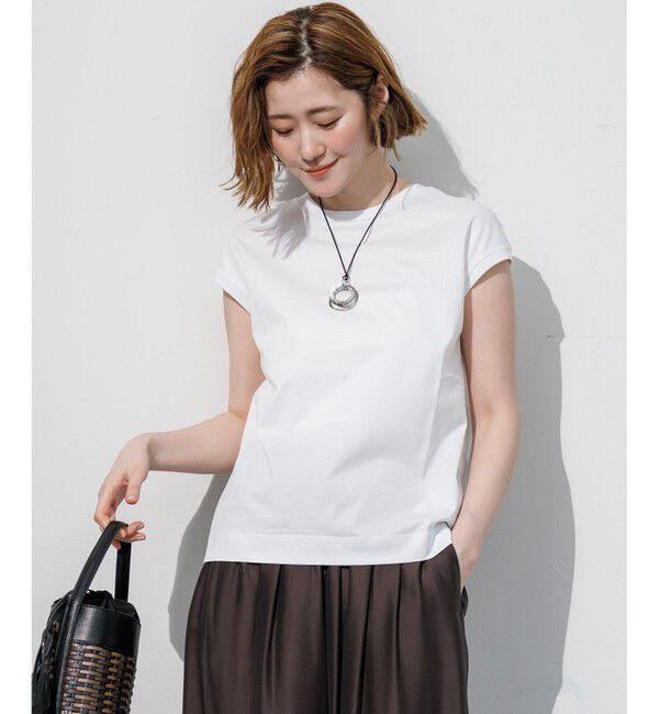 23区「シルキータッチ フレンチスリーブ Tシャツ」|Tシャツ・カットソー|ホワイト系